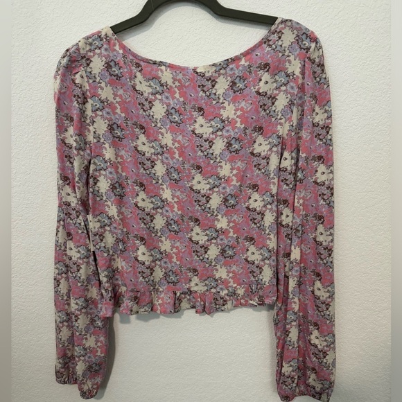 ABOUND Dusty Pink and Purple V Neck Long Sleeve Top NWT - Picture 5 of 7